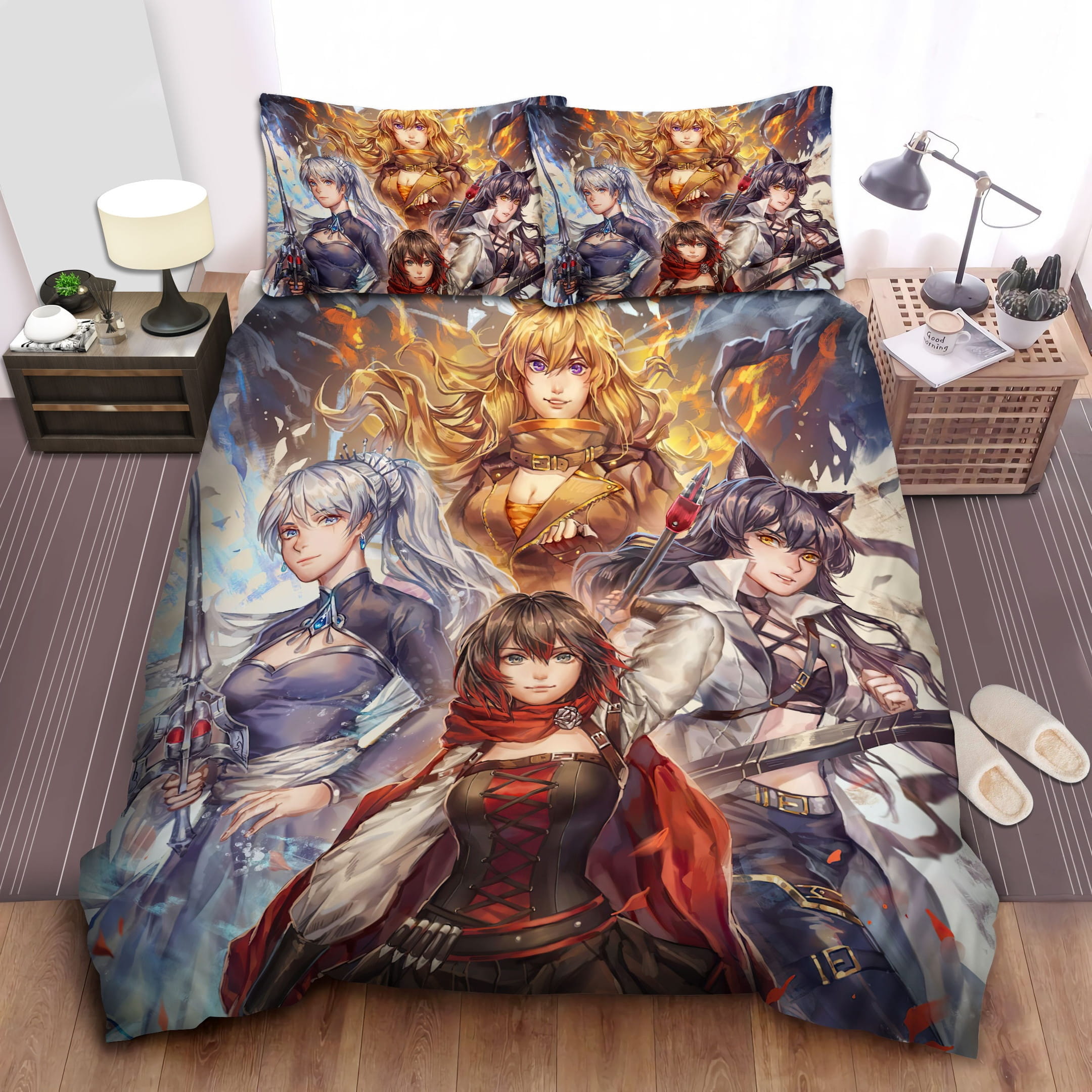 Rwby Characters Art Decorative Bedding Sets with Duvet Cover Flatsheet Pillowcases
