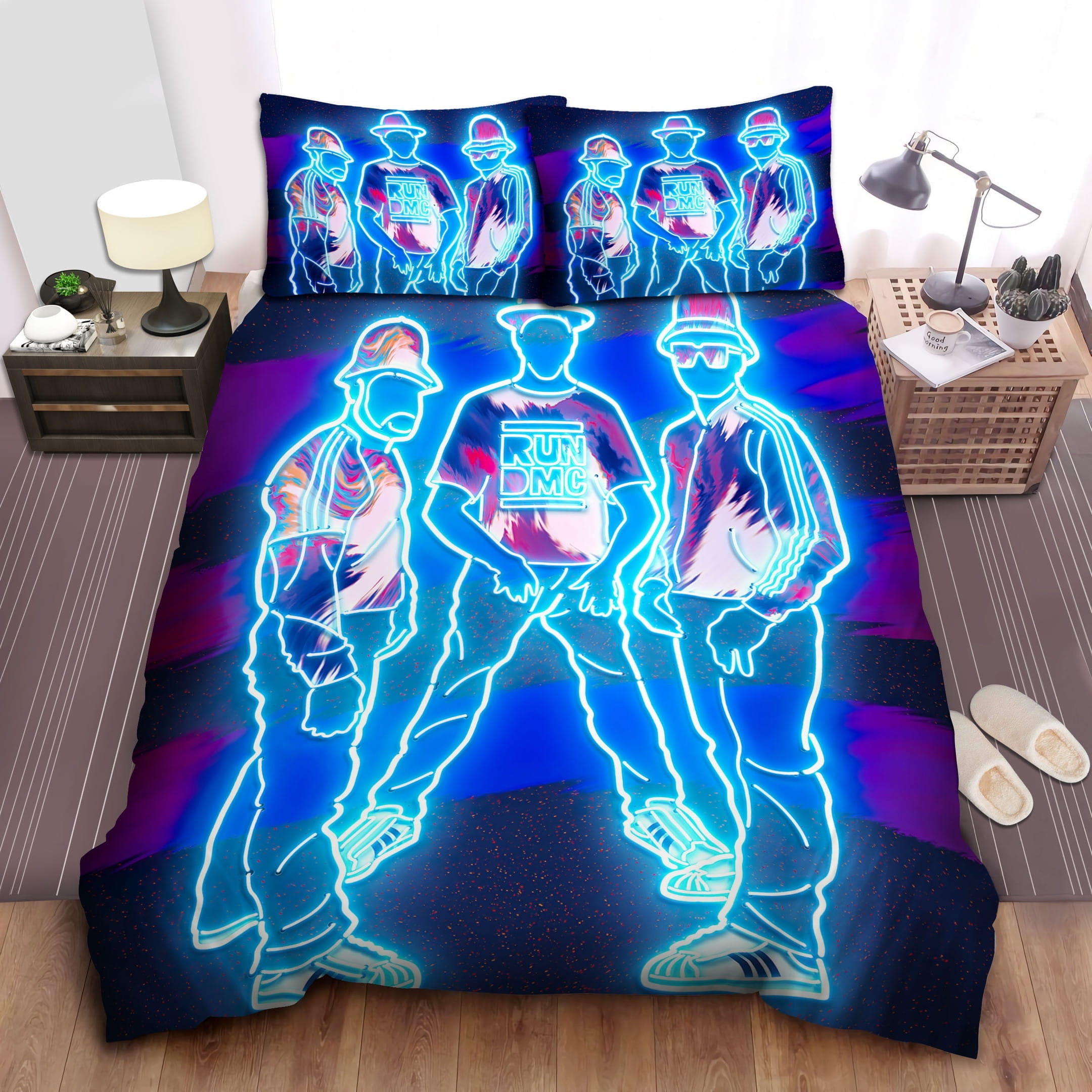 Run-Dmc In Neon Lights Art Bedding Set Duvet Cover Gift For Christmas Birthday Thanksgiving