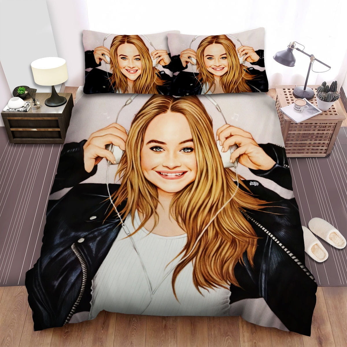Sabrina Carpenter Headphone Decorative Bedding Sets with Duvet Cover Flatsheet Pillowcases