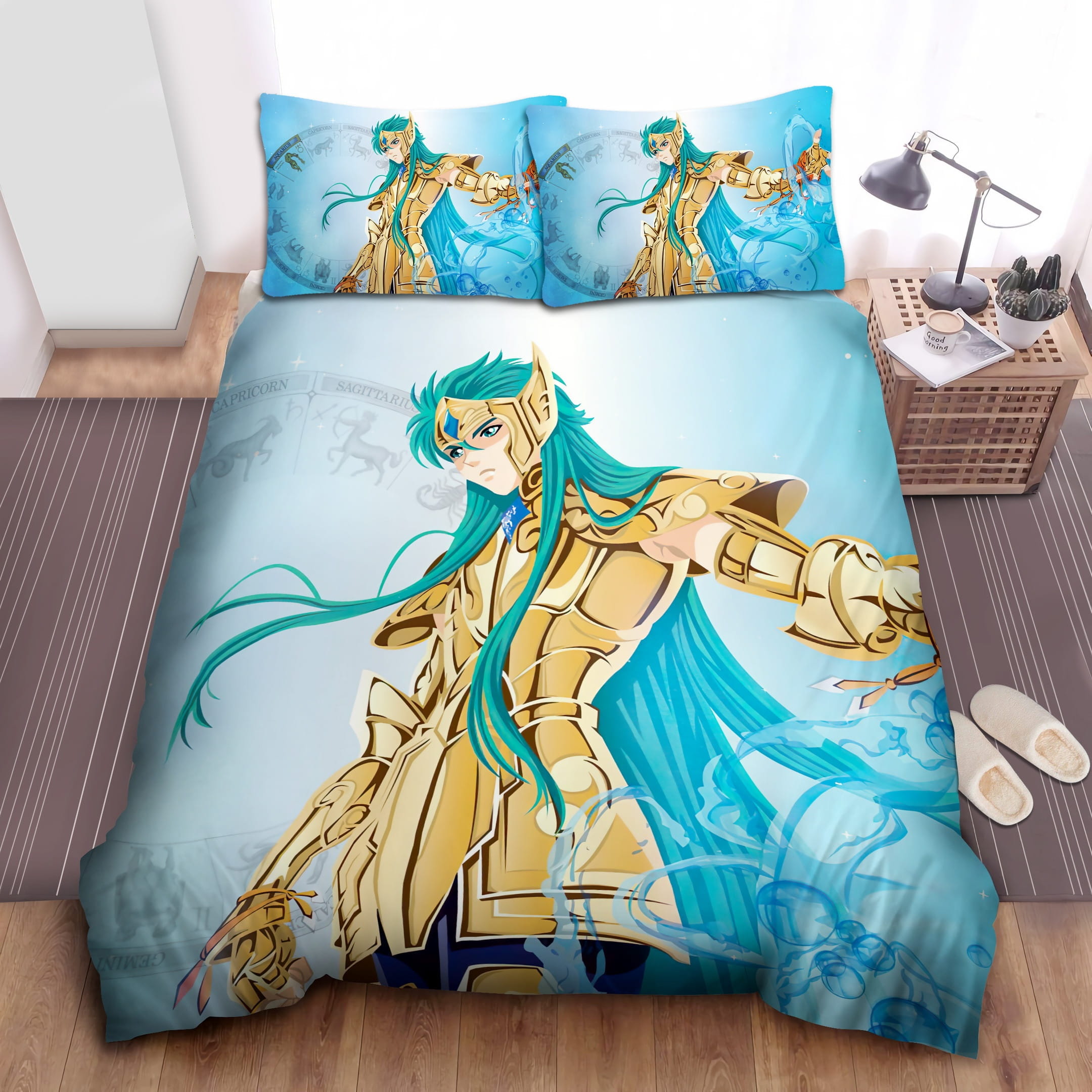 Saint Seiya Aquarius Bedding Sets Duvet Cover Flatsheet Pillowcases Perfect Gift For Fans