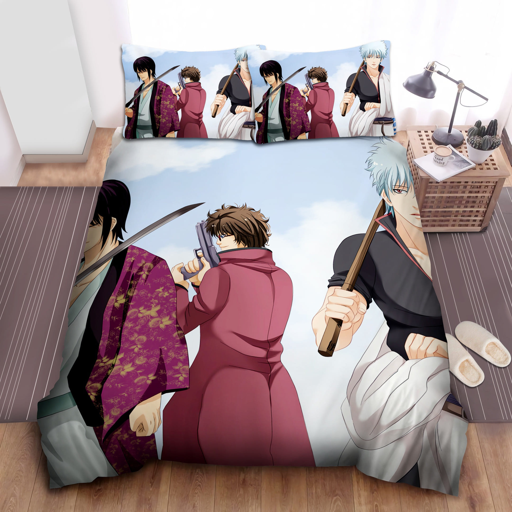 Sakamoto Holding A Gun Decorative Bedding Sets with Duvet Cover Flatsheet Pillowcases