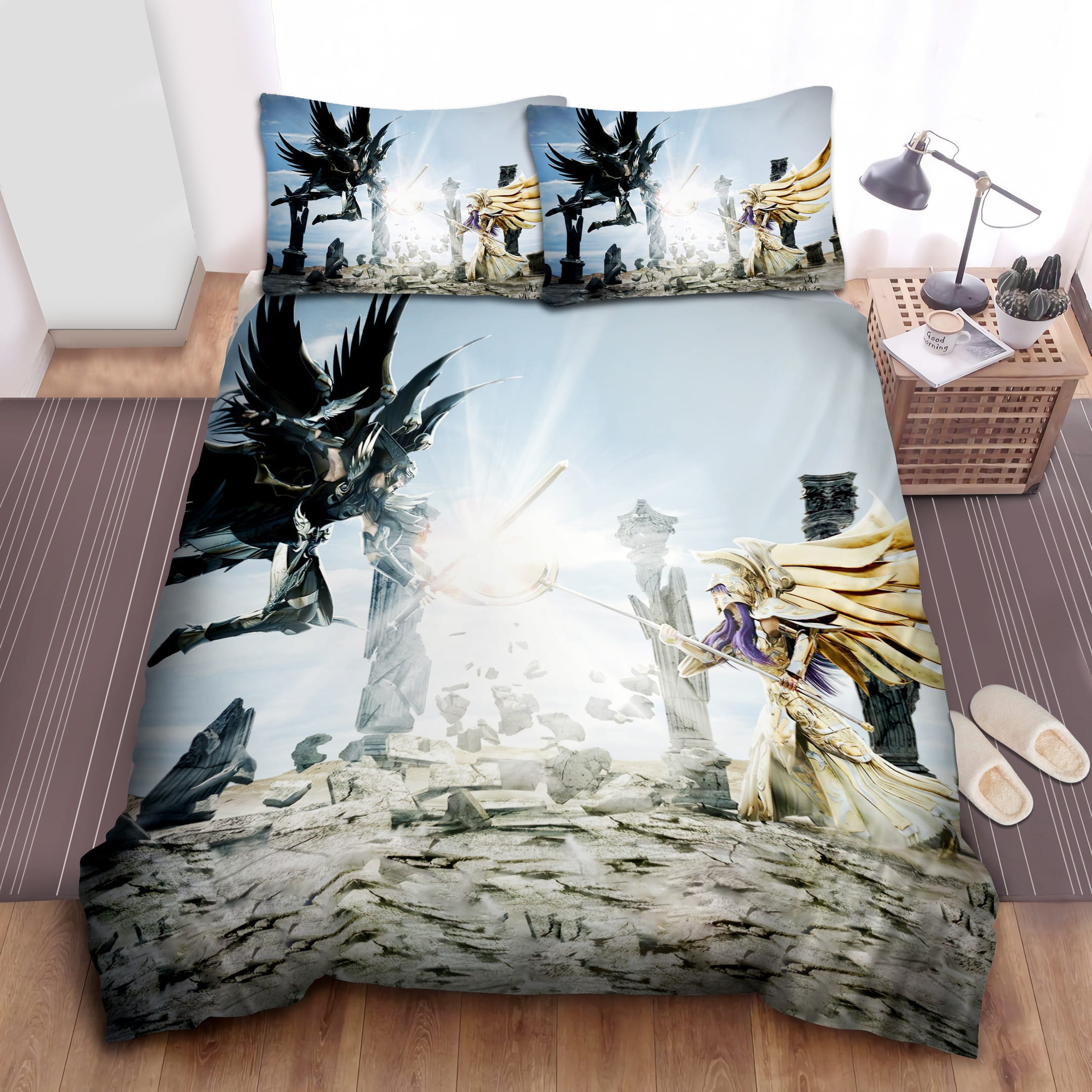 Saint Seiya Athena Fighting Bedding Sets Duvet Cover Flatsheet Pillowcases Perfect Gift For Fans