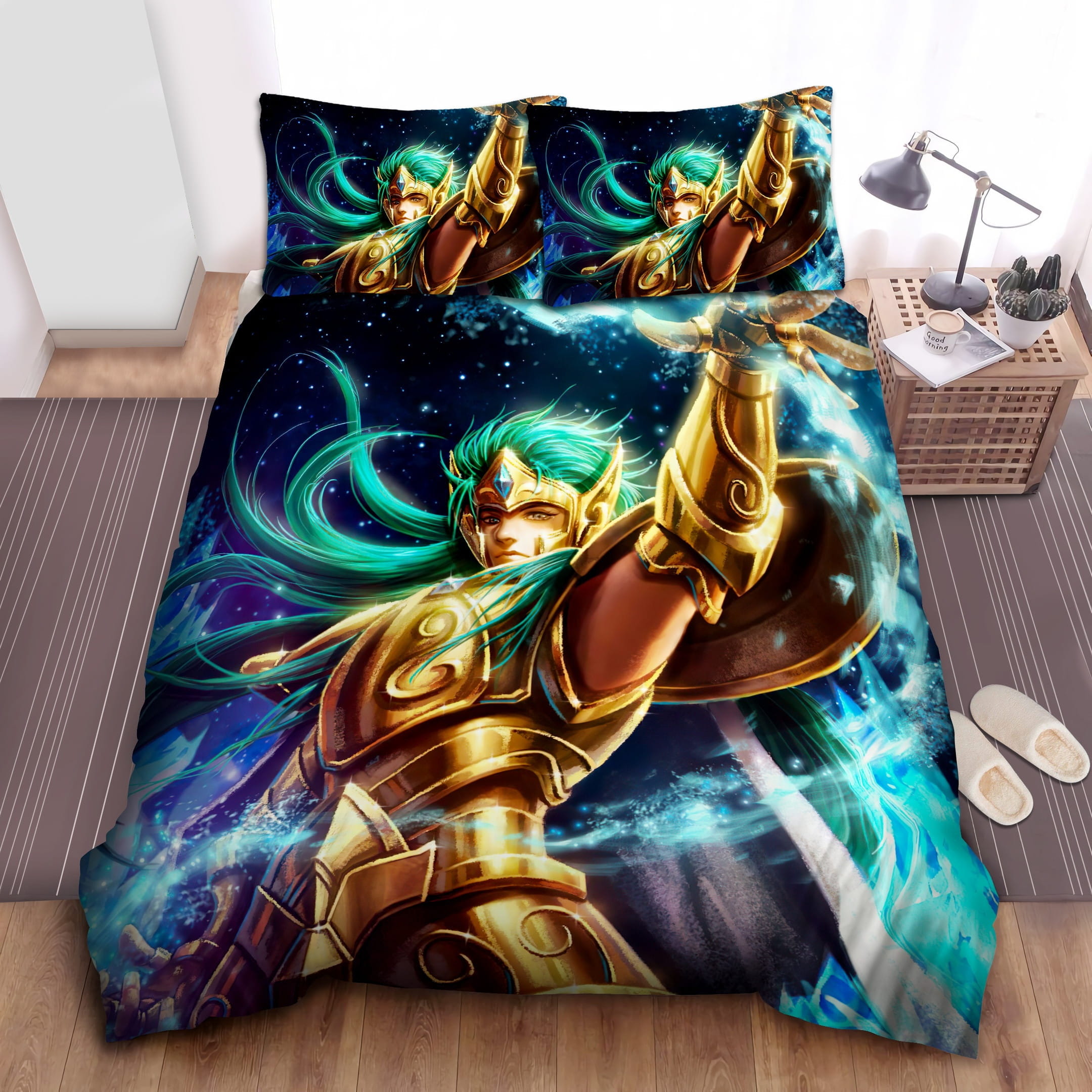 Saint Seiya Aquarius Bedding Sets Duvet Cover Flatsheet Pillowcases For Every Bedroom