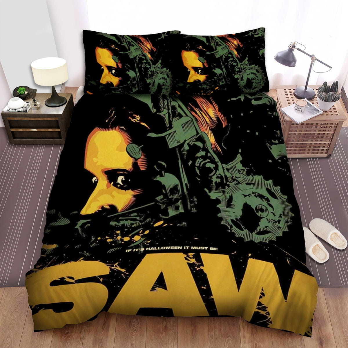 Saw 2004 Movie Art Bedding Sets Duvet Cover Flatsheet Gift For Christmas Thanksgiving Halloween