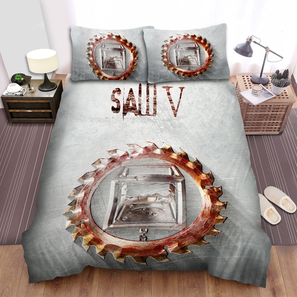 Saw V Movie Poster Decorative Bedding Sets with Duvet Cover Flatsheet Pillowcases