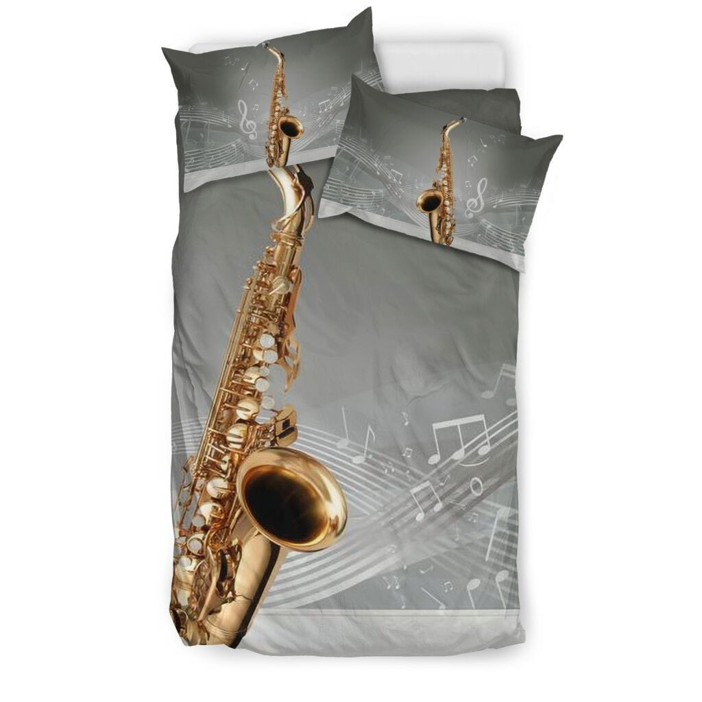 Saxophone Grey Bedding Set Duvet Cover Gift For Christmas Birthday Thanksgiving