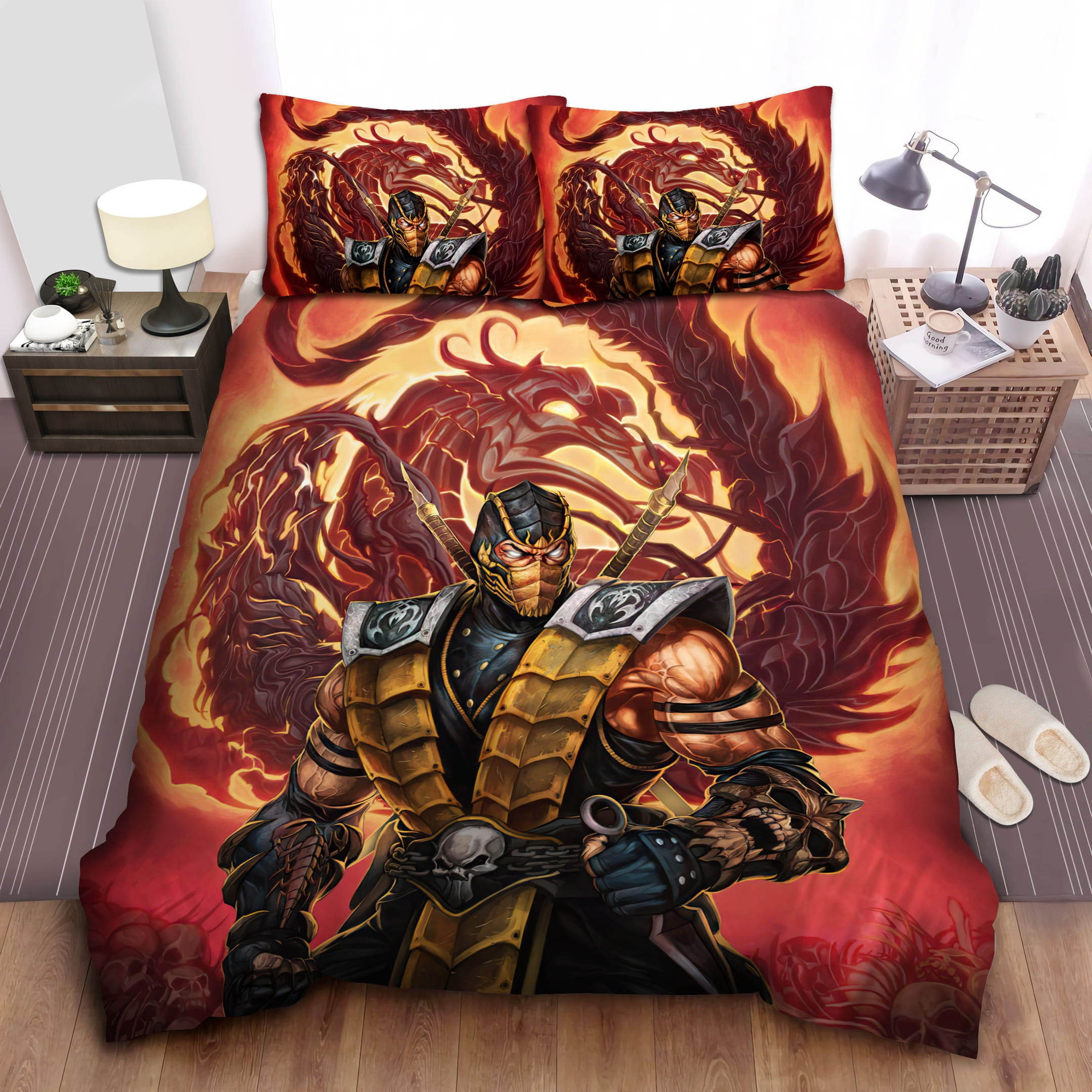 Scorpion Standing On Skulls Decorative Bedding Sets with Duvet Cover Flatsheet Pillowcases