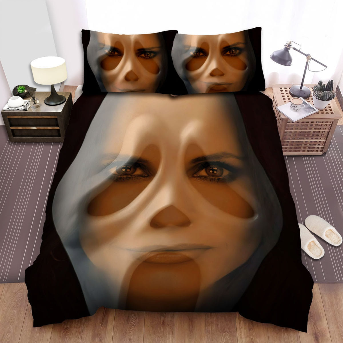 Scream 4 Face Art Decorative Bedding Sets with Duvet Cover Flatsheet Pillowcases
