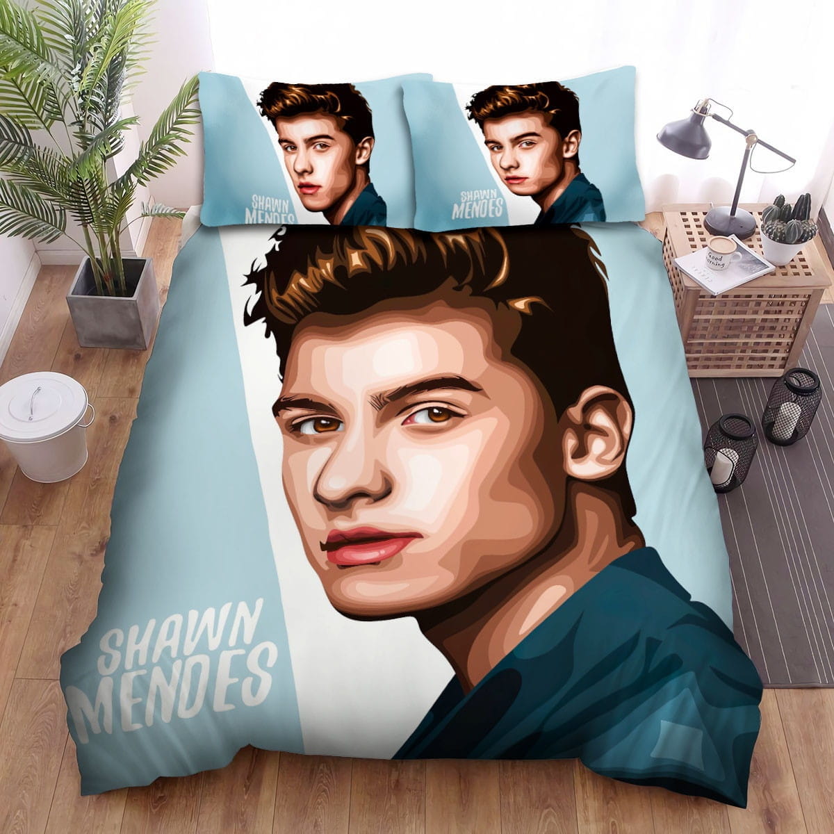 Shawn Mendes In Blue Bedding Sets Duvet Cover Flatsheet Gift For Wife Husband Besties