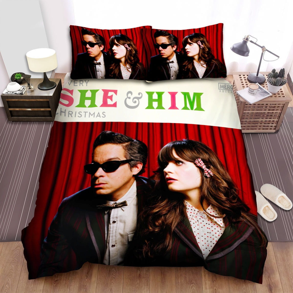 She & Him A Very Christmas Bedding Set Duvet Cover Gift For Christmas Birthday Thanksgiving