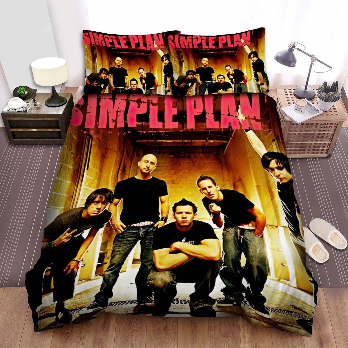 Simple Plan Members Photo Bedding Sets Duvet Cover Flatsheet Gift For Wife Husband Besties