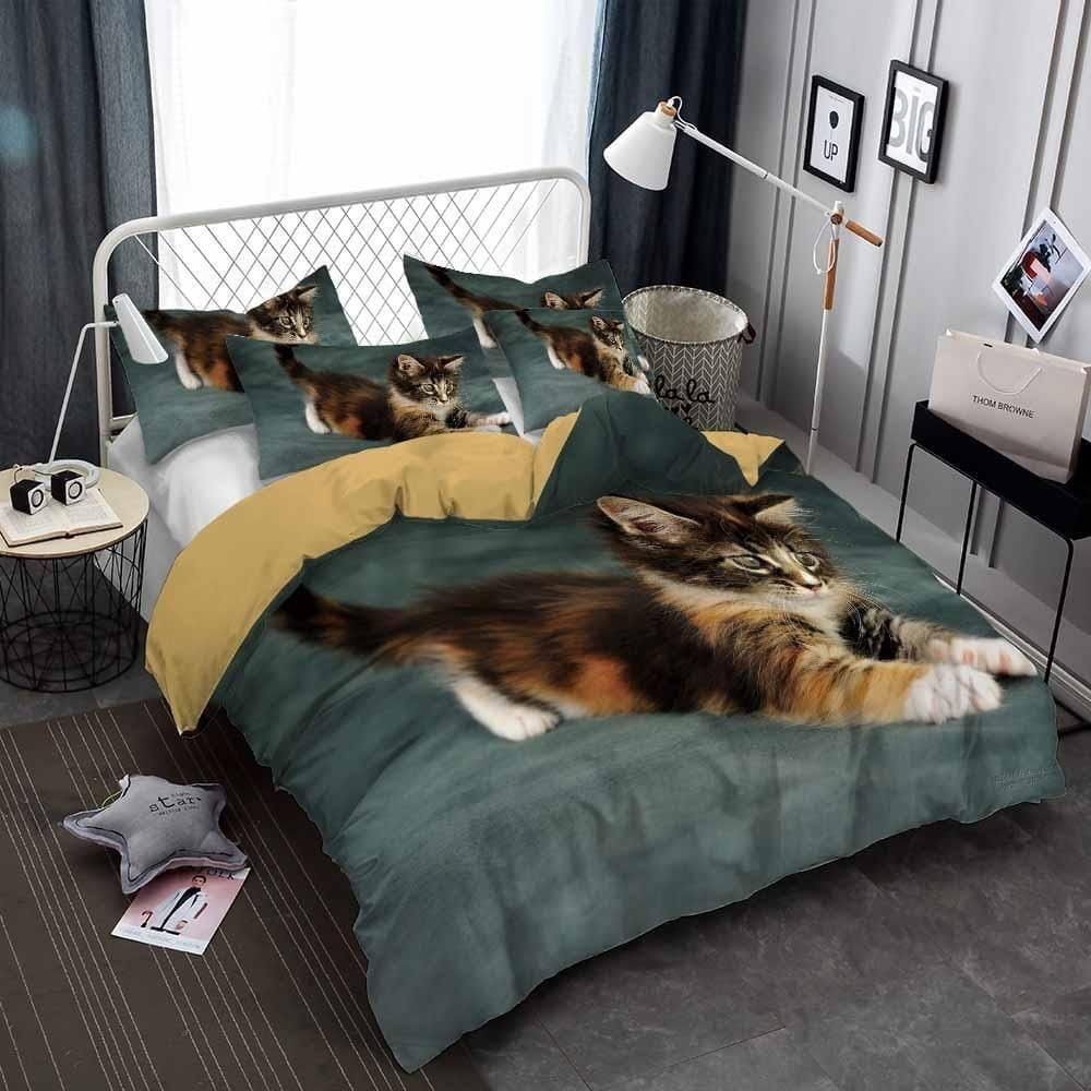 Sitting Cat 3D Bedding Sets Duvet Cover Flatsheet Gift For Wife Husband Besties