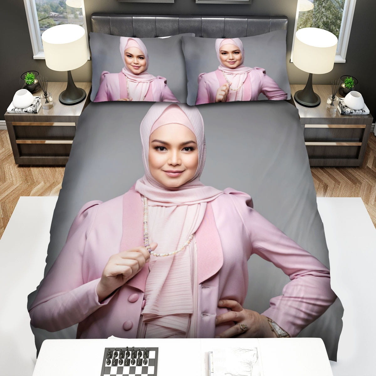 Siti Nurhaliza Pink Outfit Bedding Sets Duvet Cover Flatsheet Gift For Christmas Thanksgiving Halloween