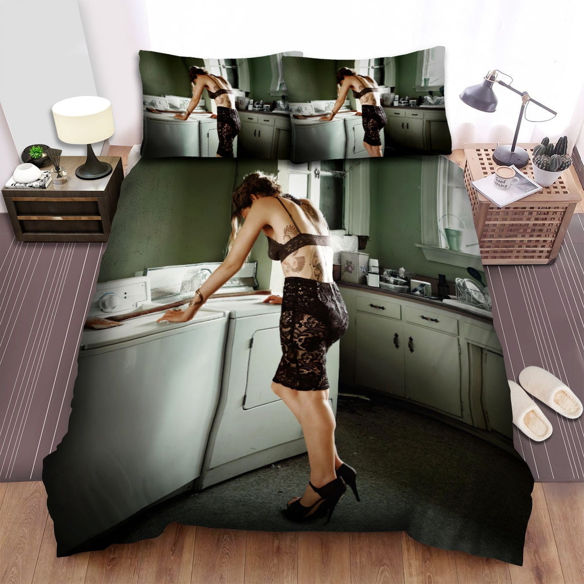 Skylar Grey Naked Decorative Bedding Sets with Duvet Cover Flatsheet Pillowcases