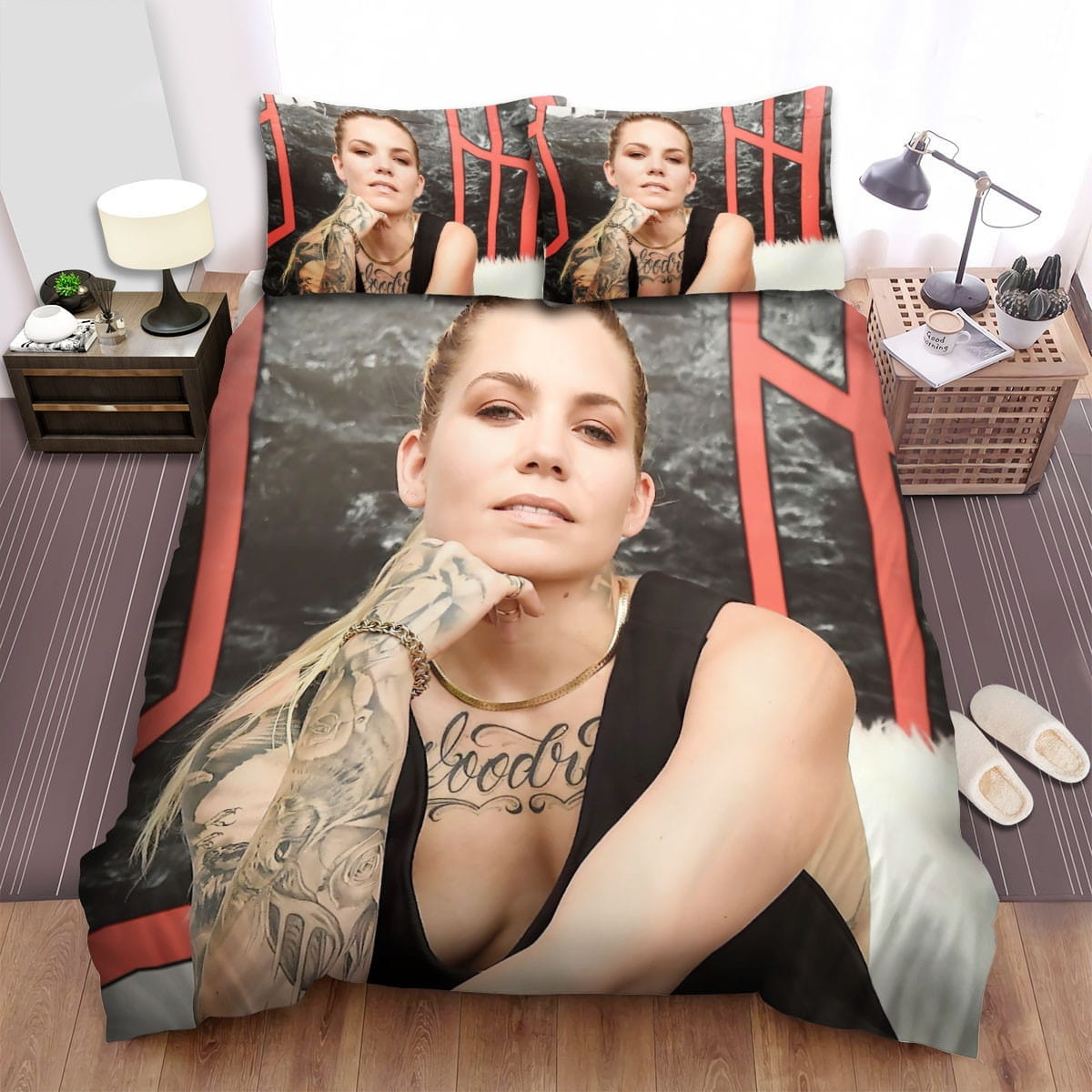 Skylar Grey Window Bedding Sets Duvet Cover Flatsheet Gift For Christmas Thanksgiving Halloween