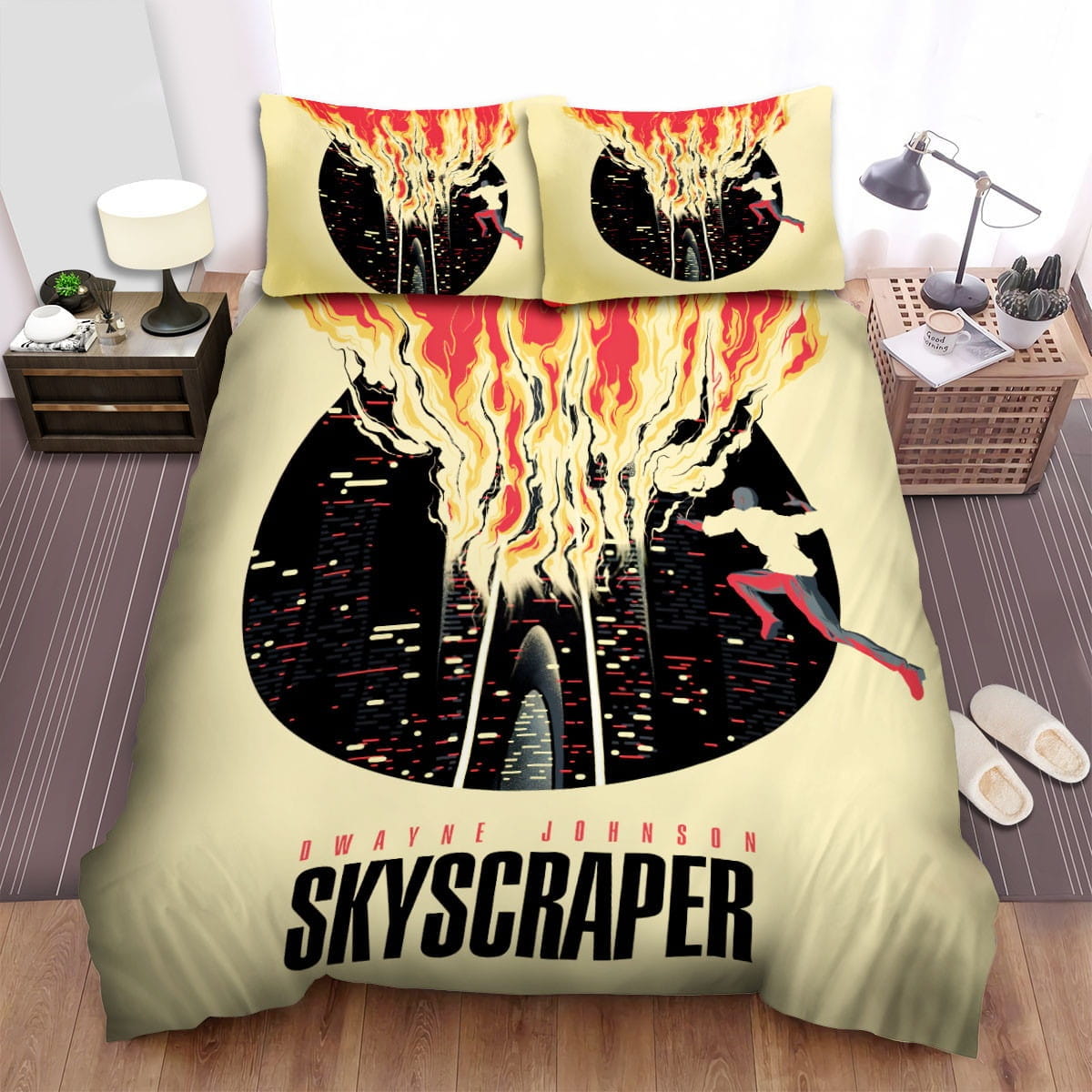 Skyscraper Movie Poster Art Bedding Sets Duvet Cover Flatsheet Gift For Christmas Thanksgiving Halloween