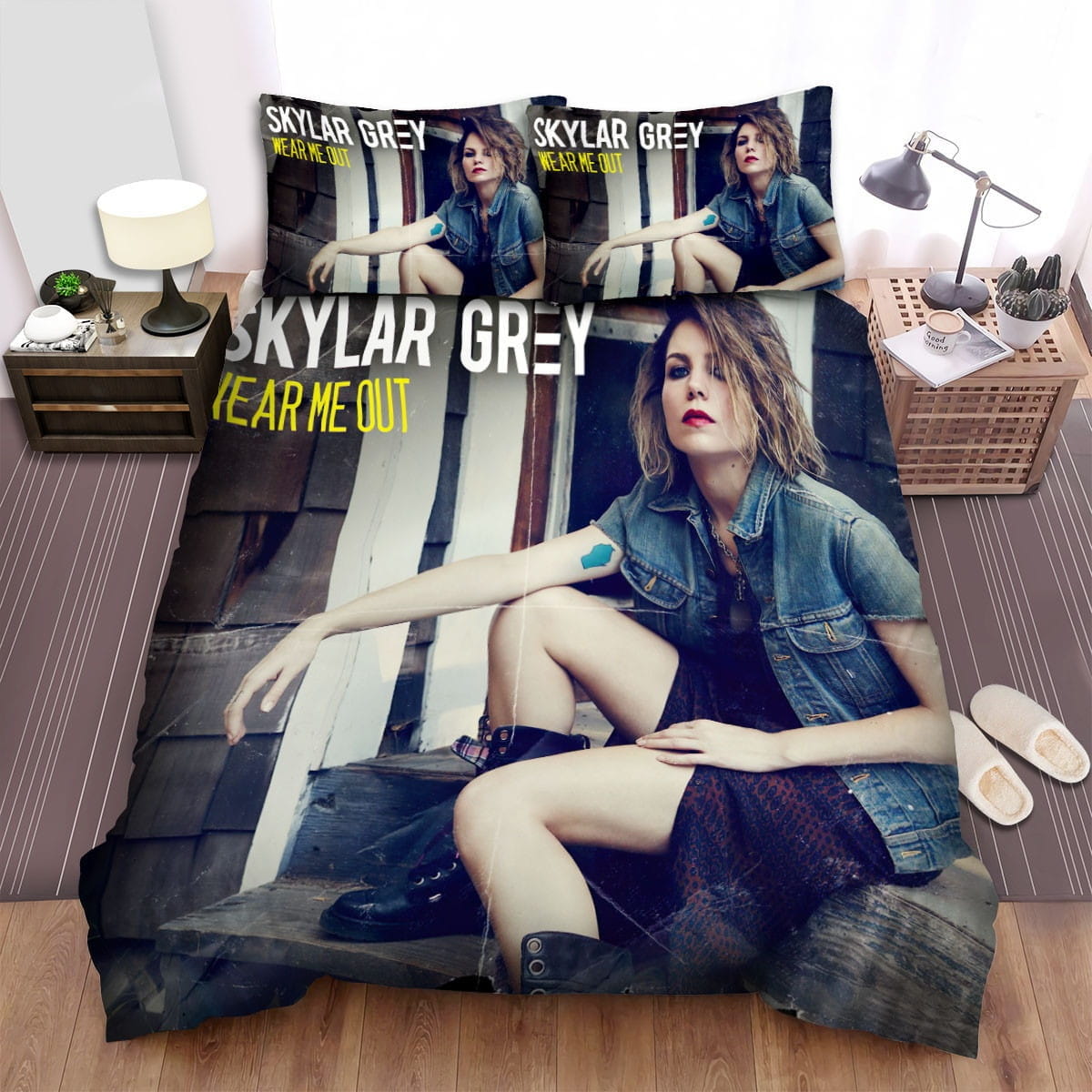 Skylar Grey Sit Bedding Set Duvet Cover Gift For Christmas Birthday Thanksgiving