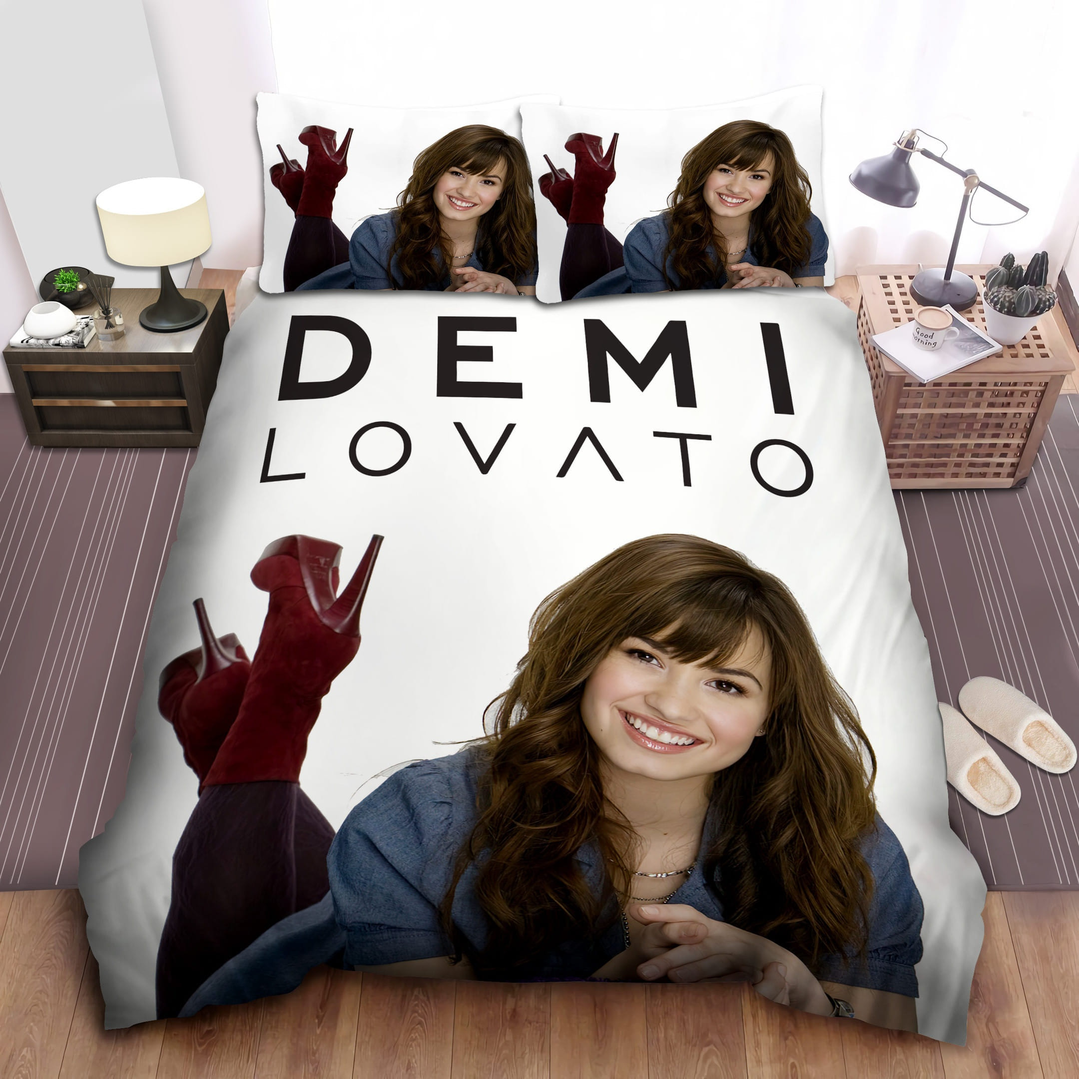 Smiling Demi Lovato Set Bedding Sets Duvet Cover Flatsheet Gift For Wife Husband Besties