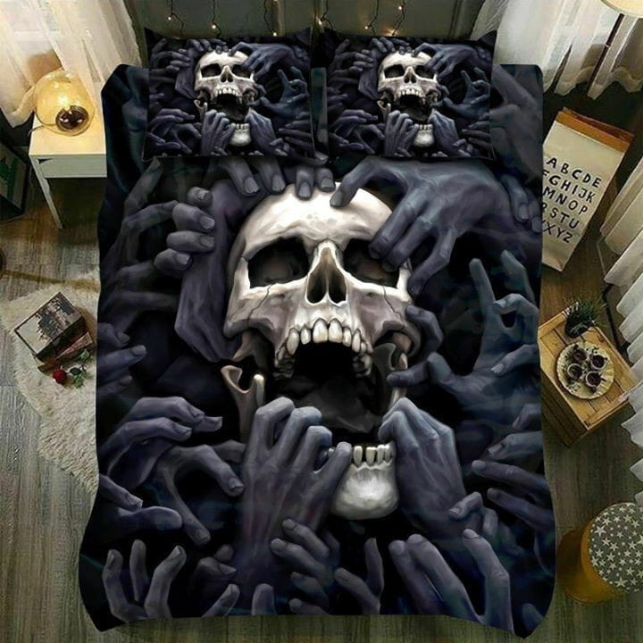Smoking Skull Bedding Sets Duvet Cover Flatsheet Gift For Wife Husband Besties