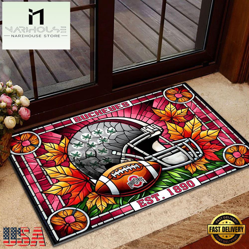 Ncaa Ohio State Buckeyes Football Stained Glass Style Doormats , Large Doormats Outdoors