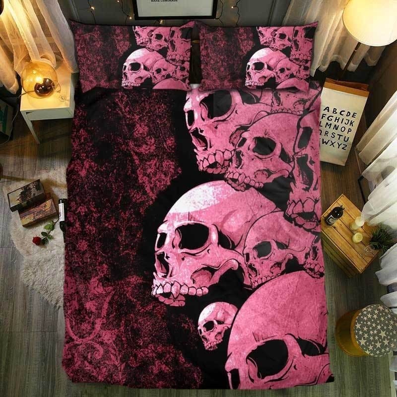 Special Pink Skull Decorative Bedding Sets with Duvet Cover Flatsheet Pillowcases