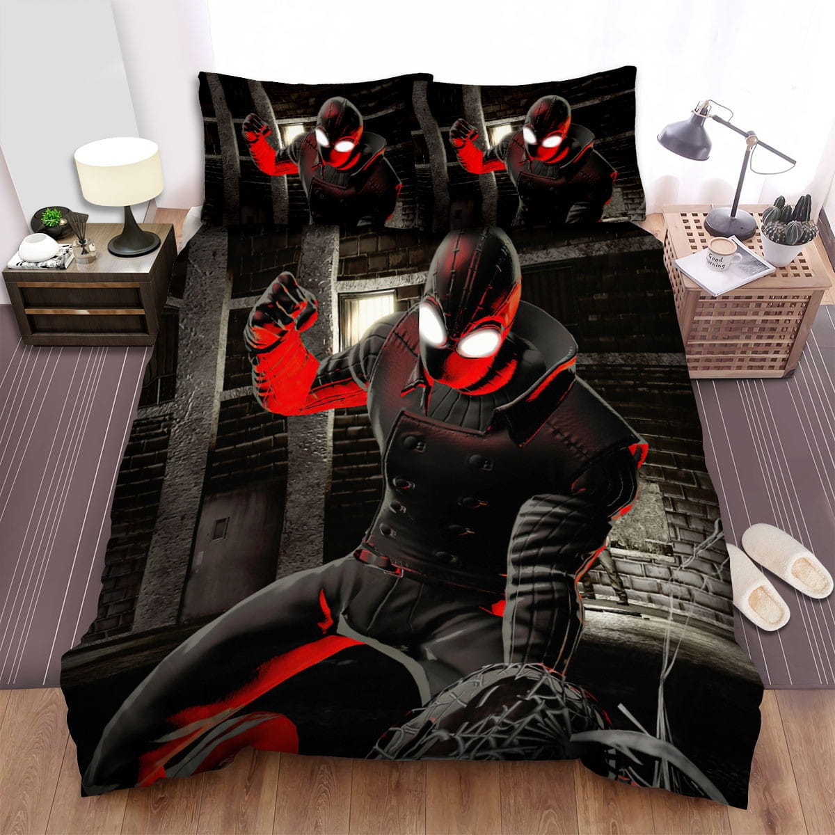 Spider-Man Noir Fight Bedding Set Duvet Cover Gift For Christmas Birthday Thanksgiving