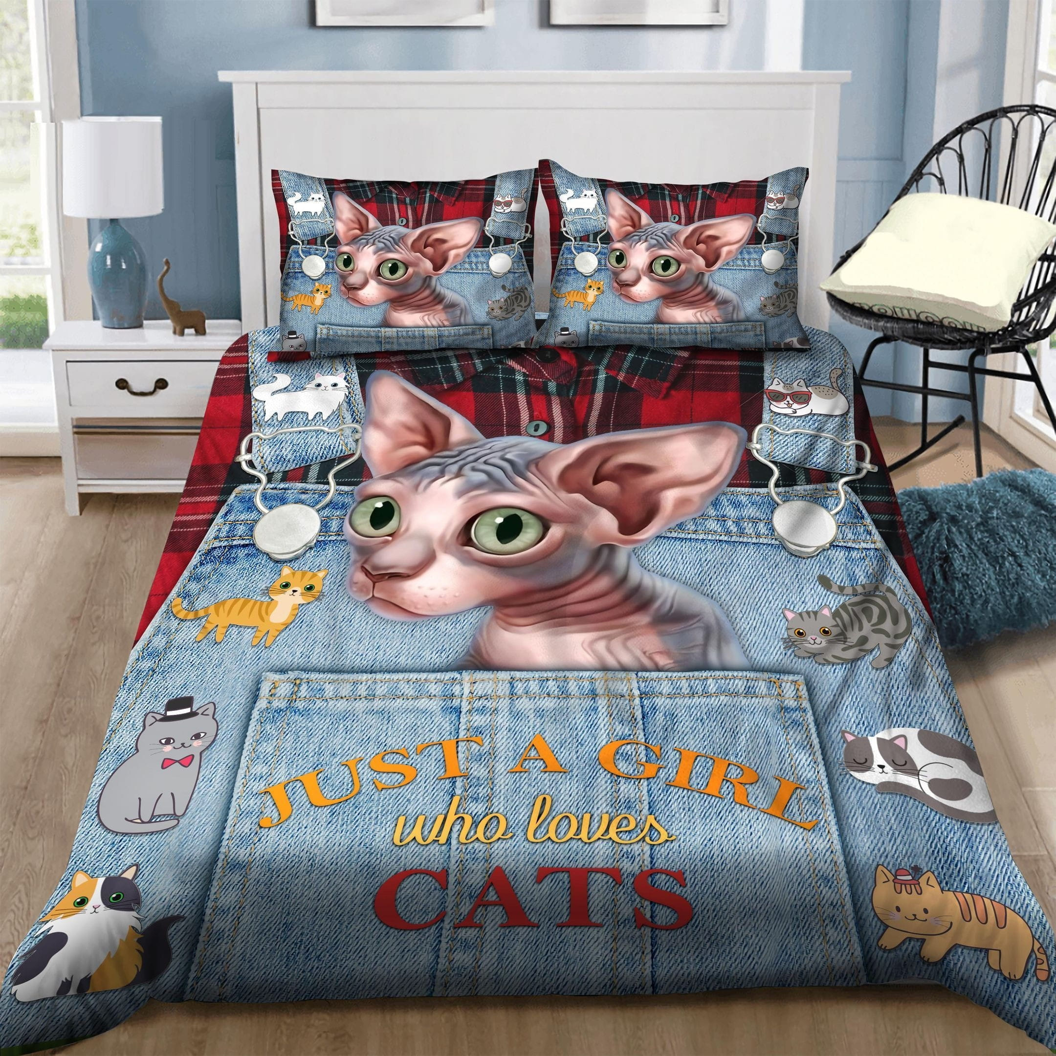 Sphynx Just How loves Cats Bedding Sets Duvet Cover Flatsheet Pillowcases Perfect Gift For Fans