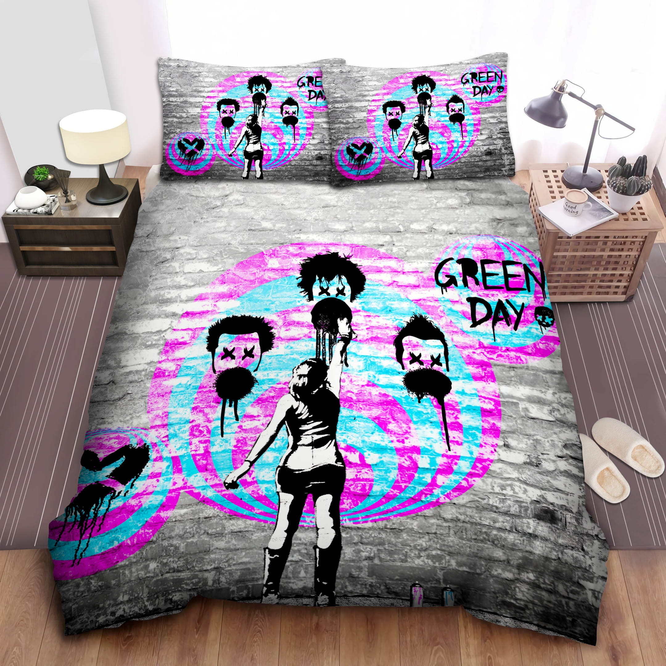 Spraying Green Day Bedding Sets Duvet Cover Flatsheet Pillowcases For Every Bedroom