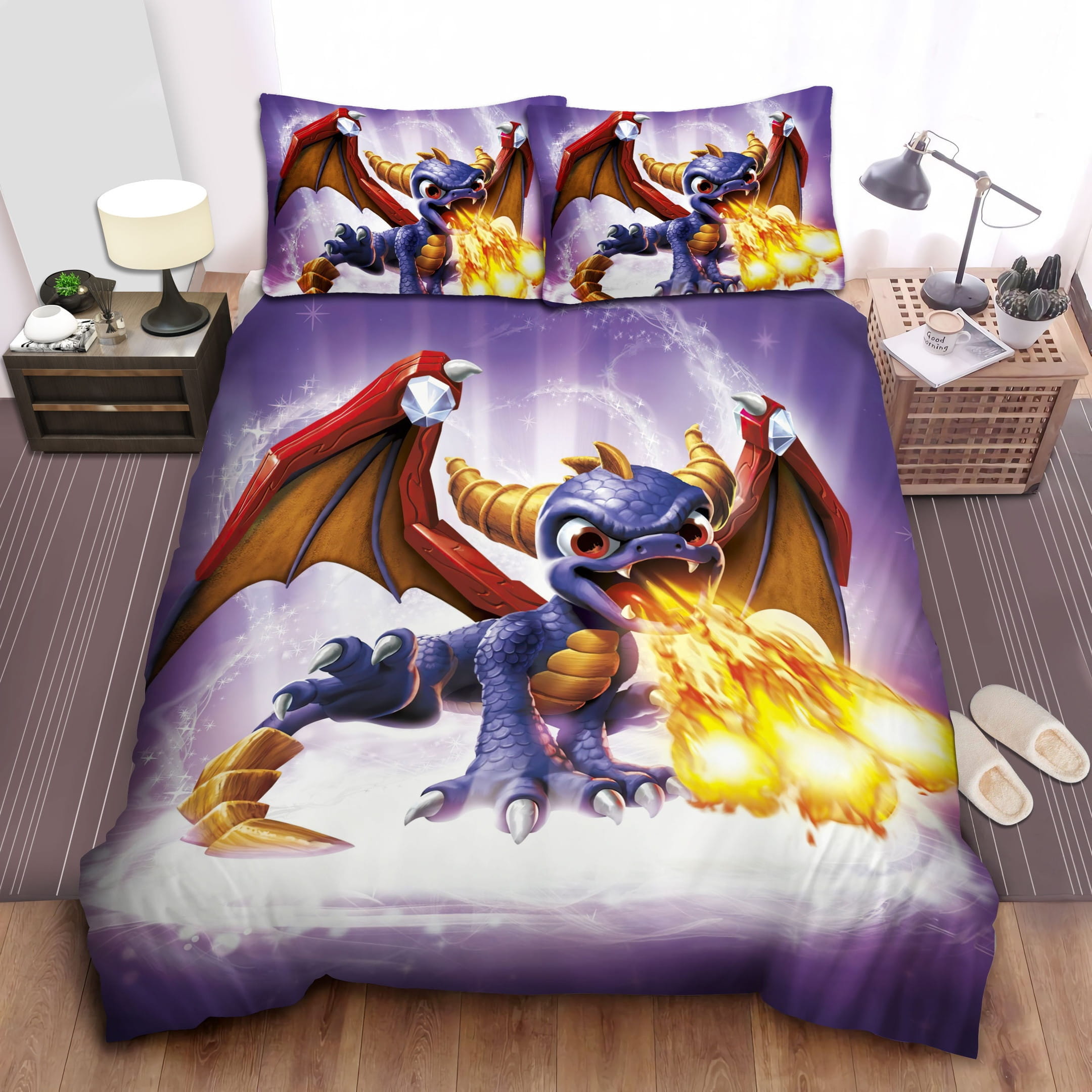 Spyro Blowing Fire Bedding Set Duvet Cover Gift For Christmas Birthday Thanksgiving