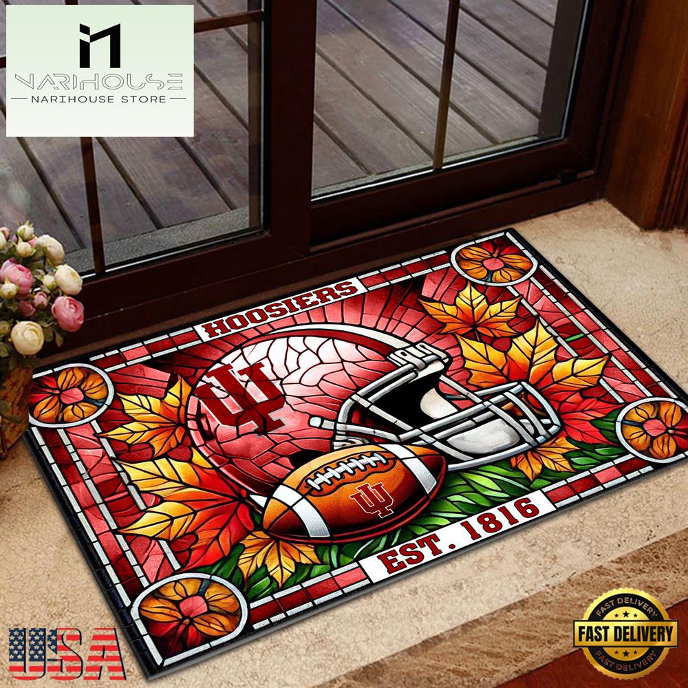 Ncaa Indiana Hoosiers Football Stained Glass Style Doormats , Large Doormats Outdoors