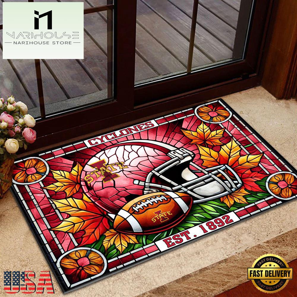 Ncaa Iowa State Cyclones Football Stained Glass Style Doormats , Large Doormats Outdoors