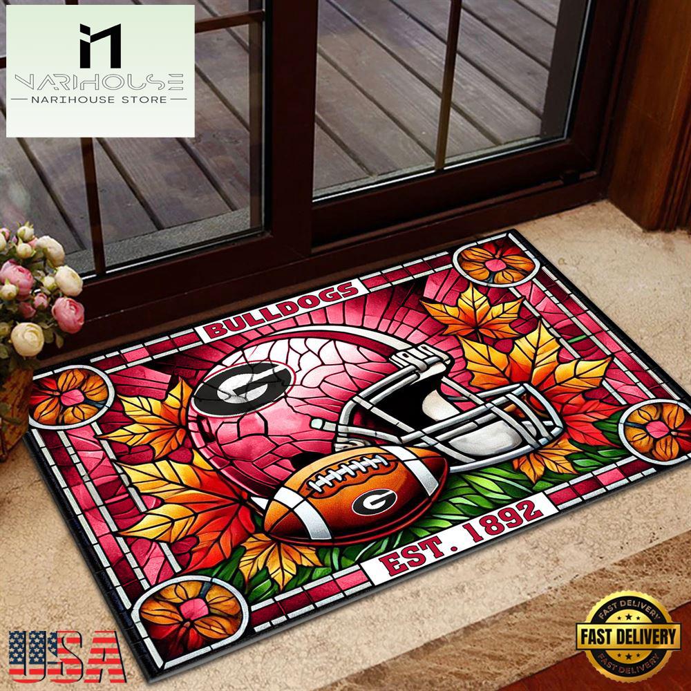 Ncaa Georgia Bulldogs Football Stained Glass Style Doormats , Large Doormats Outdoors