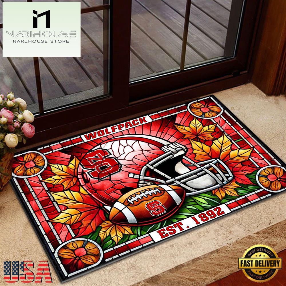 Ncaa Nc State Wolfpack Football Stained Glass Style Doormats , Large Doormats Outdoors
