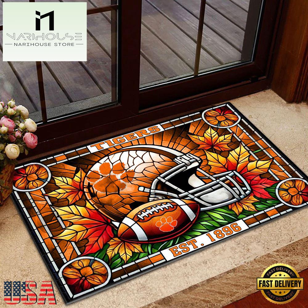 Ncaa Clemson Tigers Football Stained Glass Style Doormats , Large Doormats Outdoors
