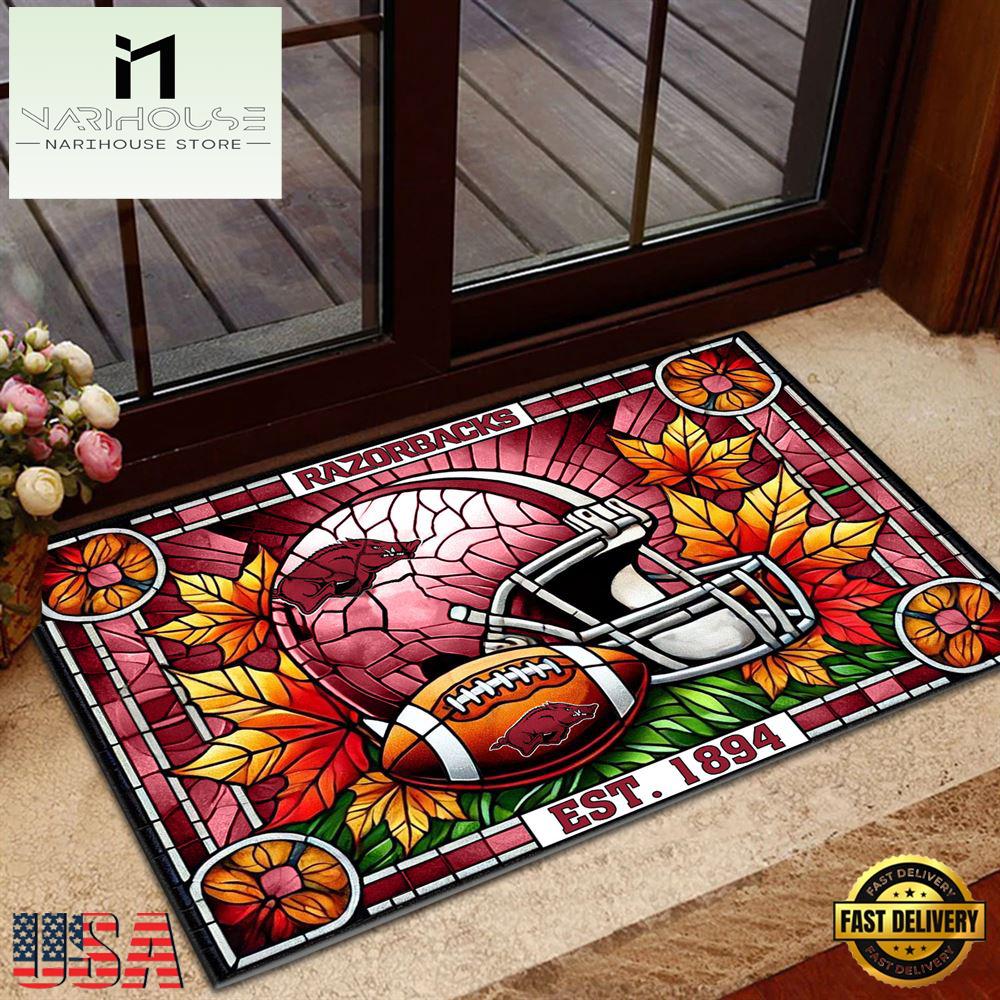 Ncaa Arkansas Razorbacks Football Stained Glass Style Doormats , Large Doormats Outdoors