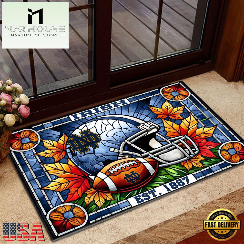 Ncaa Notre Dame Fighting Irish Football Stained Glass Style Doormats , Large Doormats Outdoors