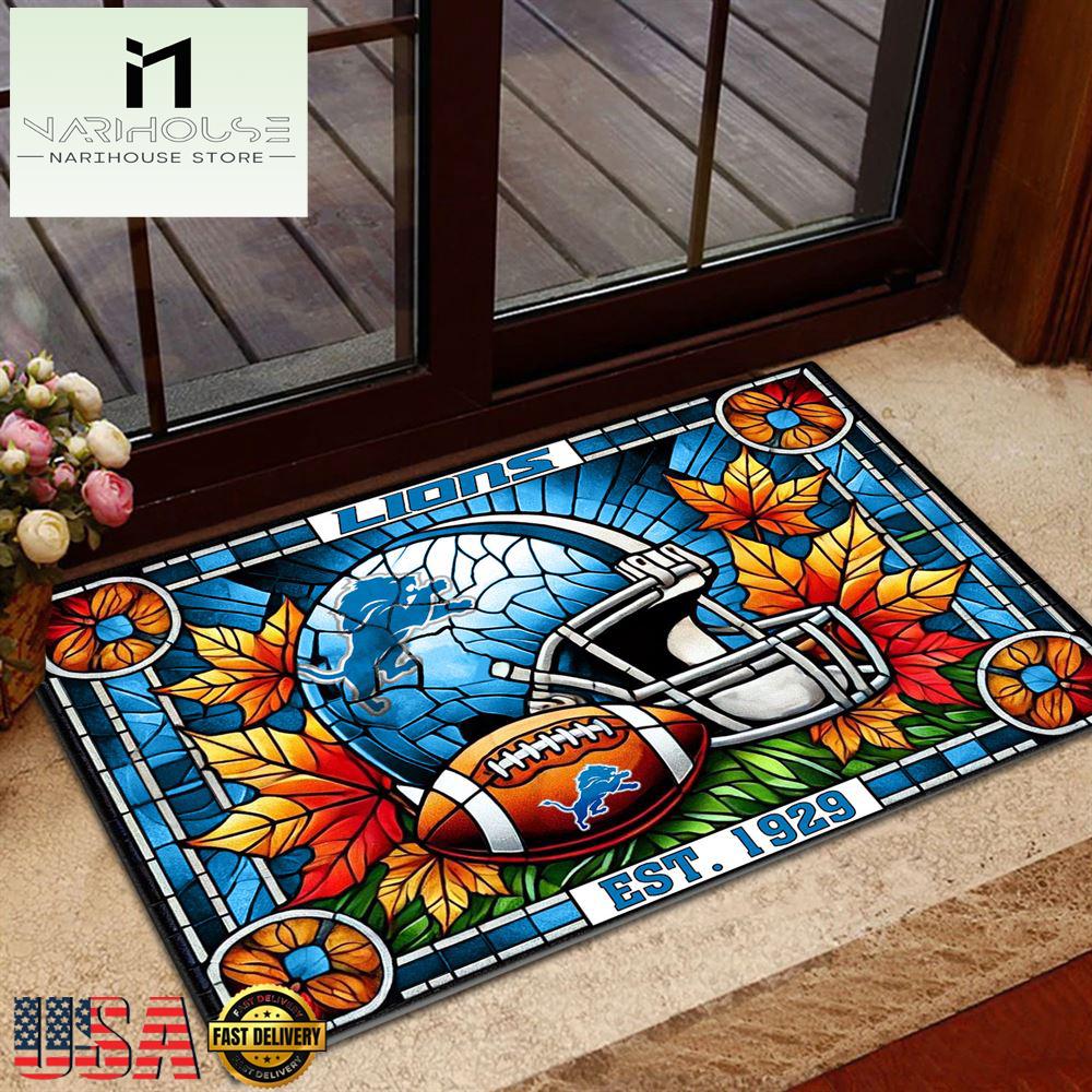 Nfl Detroit Lions Football Stained Glass Style Doormats , Outdoor Doormats
