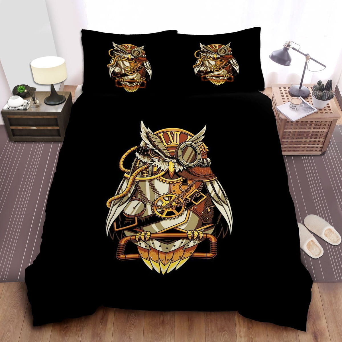 Steampunk Monocle Owl Bedding Sets Duvet Cover Flatsheet Gift For Wife Husband Besties