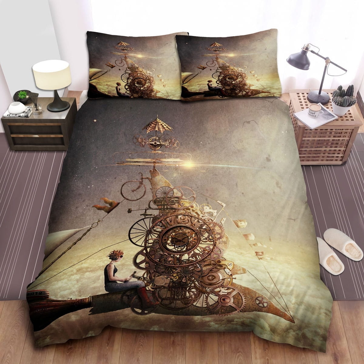 Steampunk Cycling To Fly Bedding Sets Duvet Cover Flatsheet Pillowcase