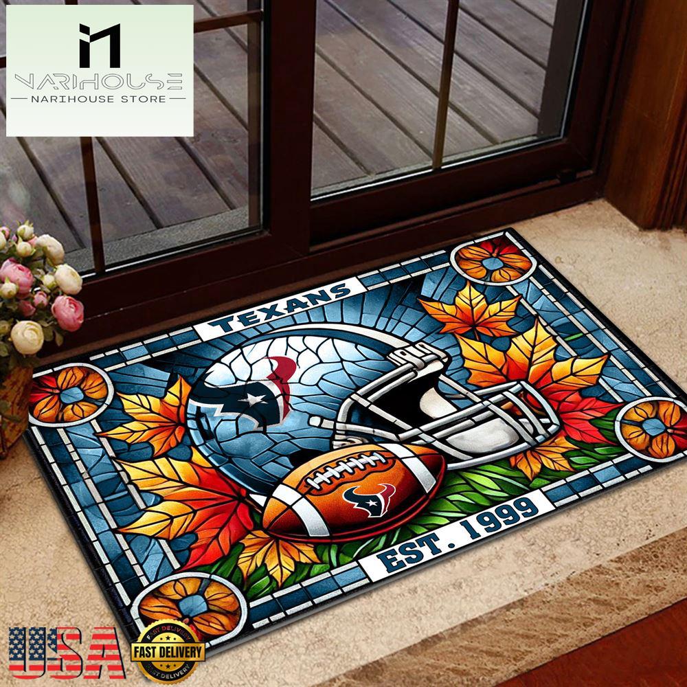 Nfl Houston Texans Football Stained Glass Style Doormats , Outdoor Doormats