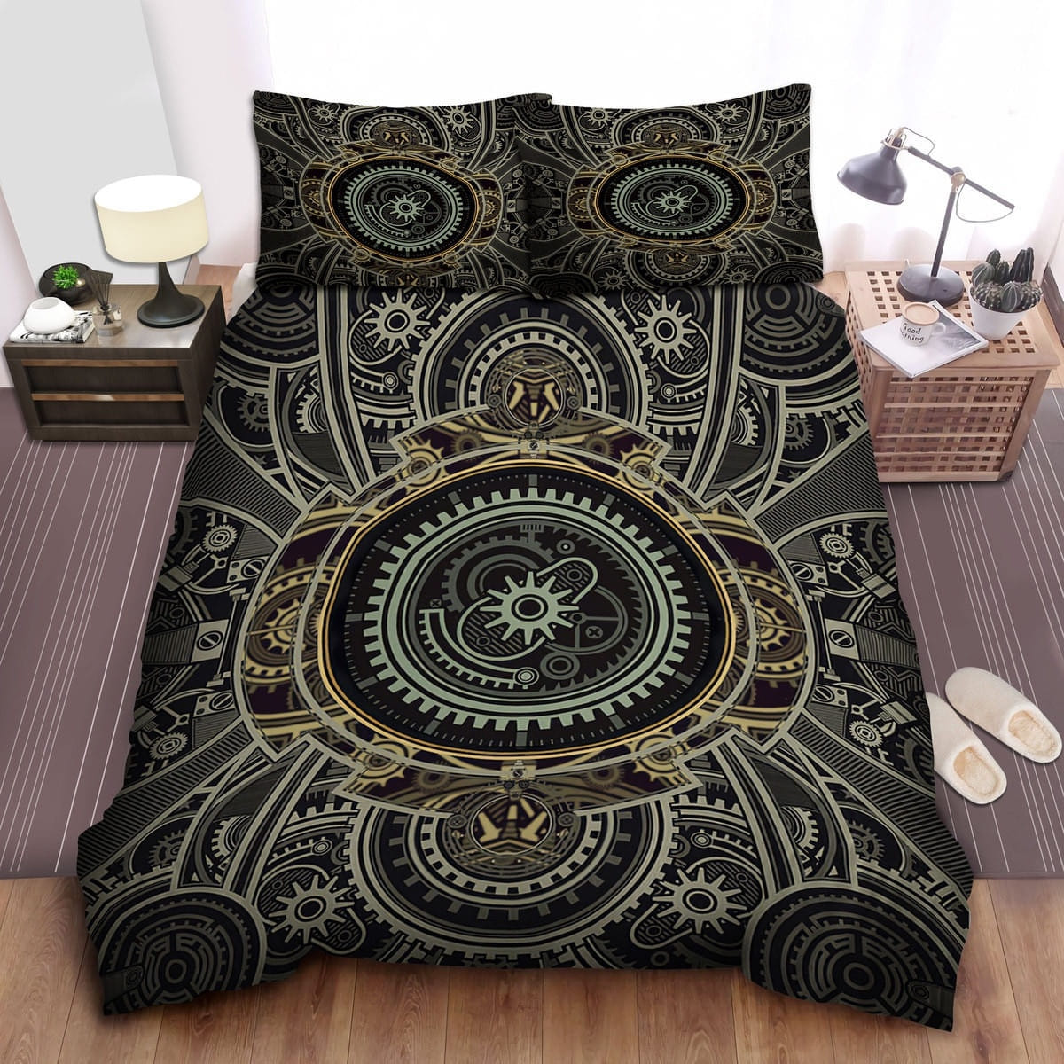 Steampunk Gears Pattern Bedding Sets Duvet Cover Flatsheet Pillowcases For Every Bedroom