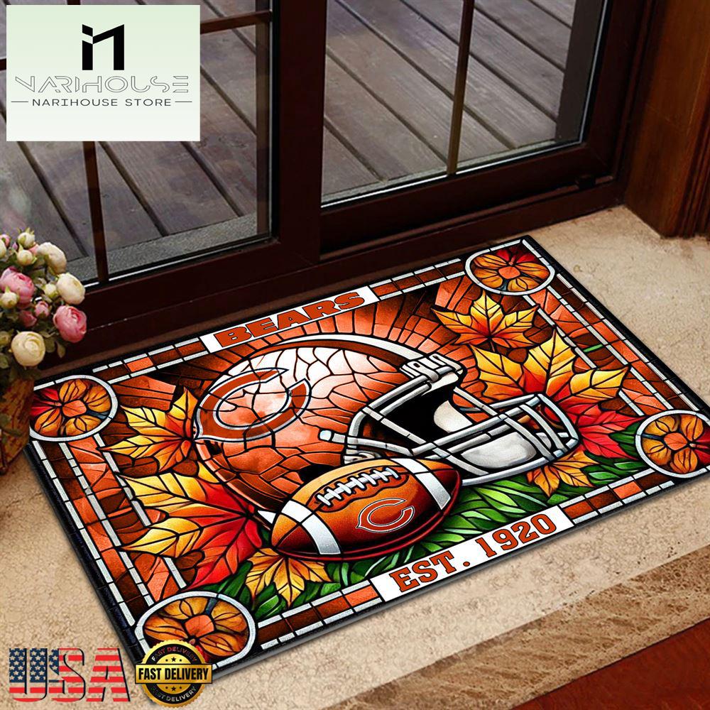 Nfl Chicago Bears Football Stained Glass Style Doormats , Outdoor Doormats