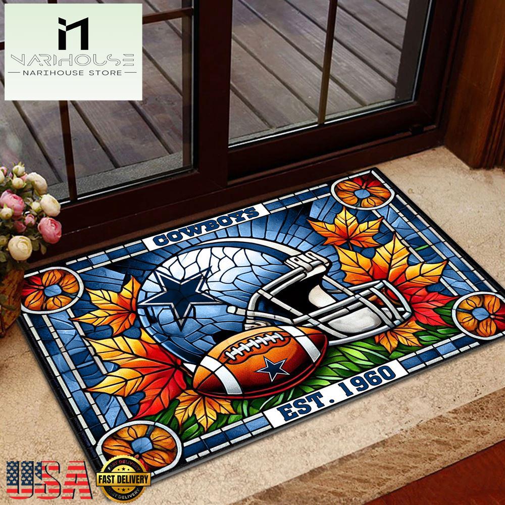 Nfl Dallas Cowboys Football Stained Glass Style Doormats , Outdoor Doormats
