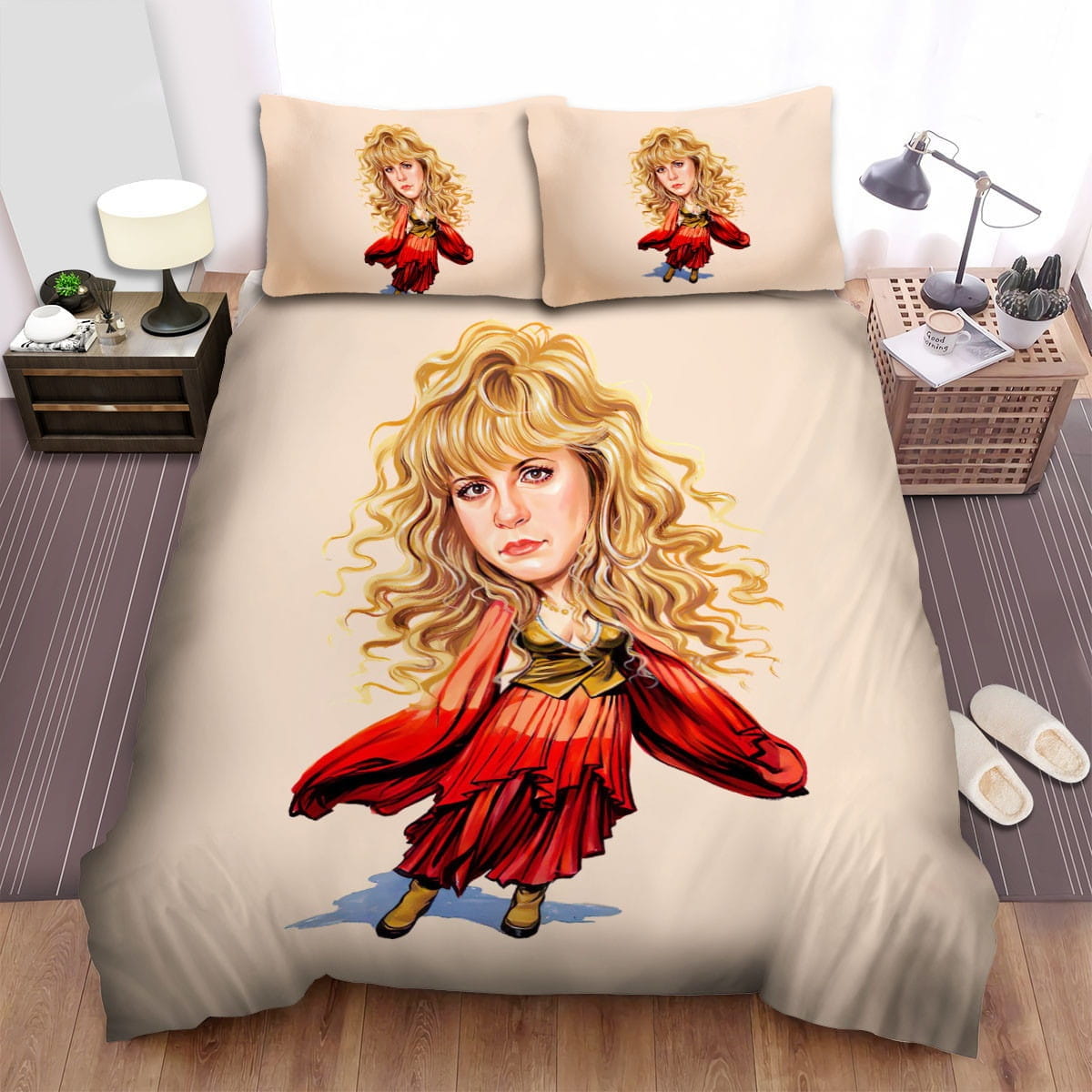 Stevie Nicks Cartoon Bedding Sets Duvet Cover Flatsheet Gift For Wife Husband Besties