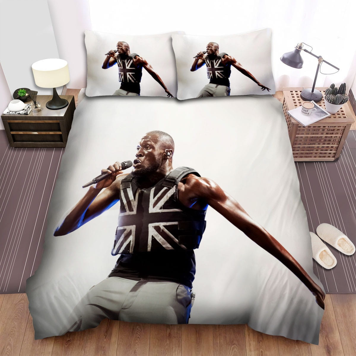 Stormzy Holding Mic Bedding Sets Duvet Cover Flatsheet Pillowcases Perfect Gift For Fans