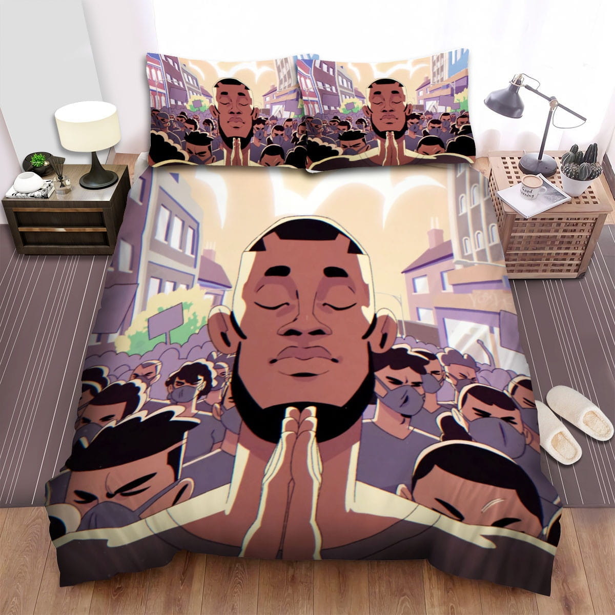 Stormzy Praying Cartoon Bedding Sets Duvet Cover Flatsheet Gift For Wife Husband Besties