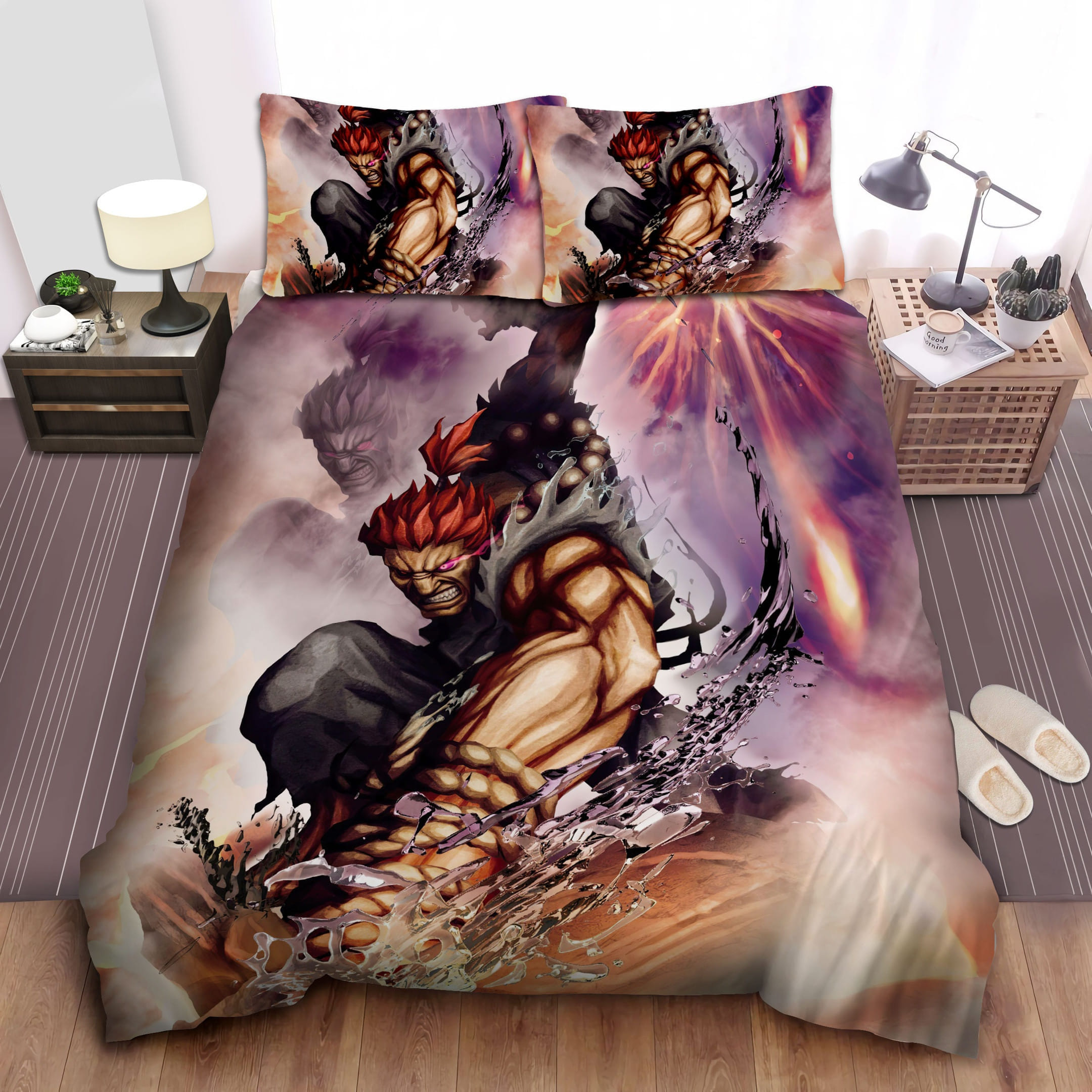 Street Fighter Akuma Decorative Bedding Sets with Duvet Cover Flatsheet Pillowcases