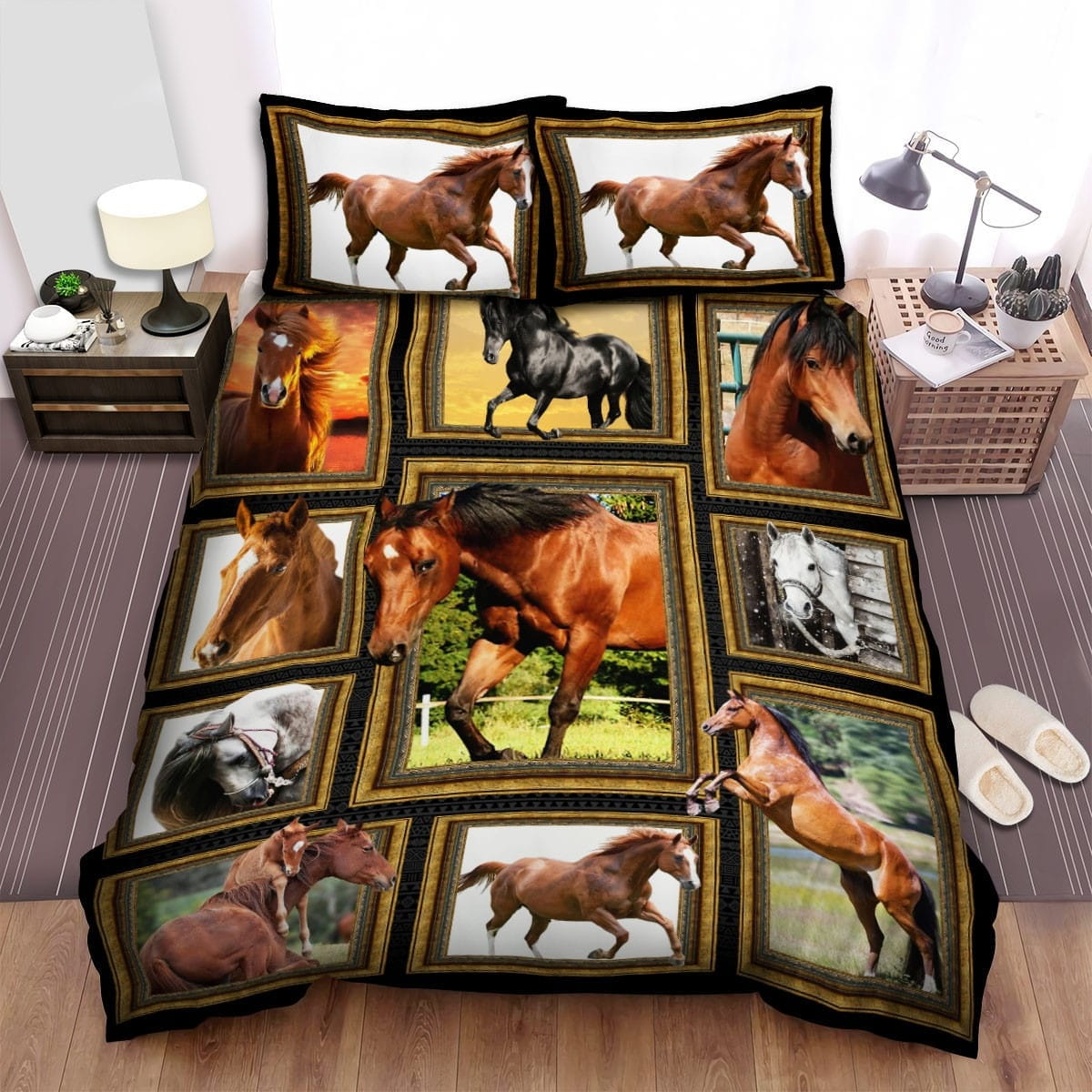 Strong Horse Pictures Decorative Bedding Sets with Duvet Cover Flatsheet Pillowcases