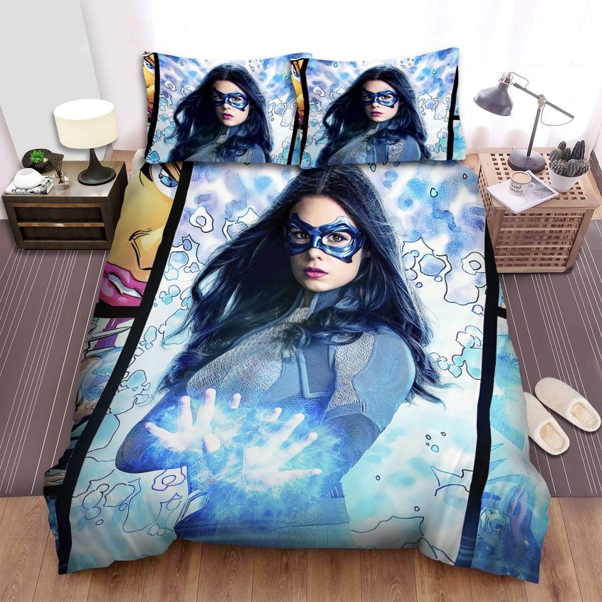Supergirl Blue Light Art Bedding Sets Duvet Cover Flatsheet Gift For Wife Husband Besties