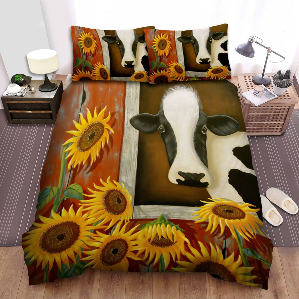 Sunflower Cow Farm Barn Bedding Sets Duvet Cover Flatsheet Pillowcases For Every Bedroom